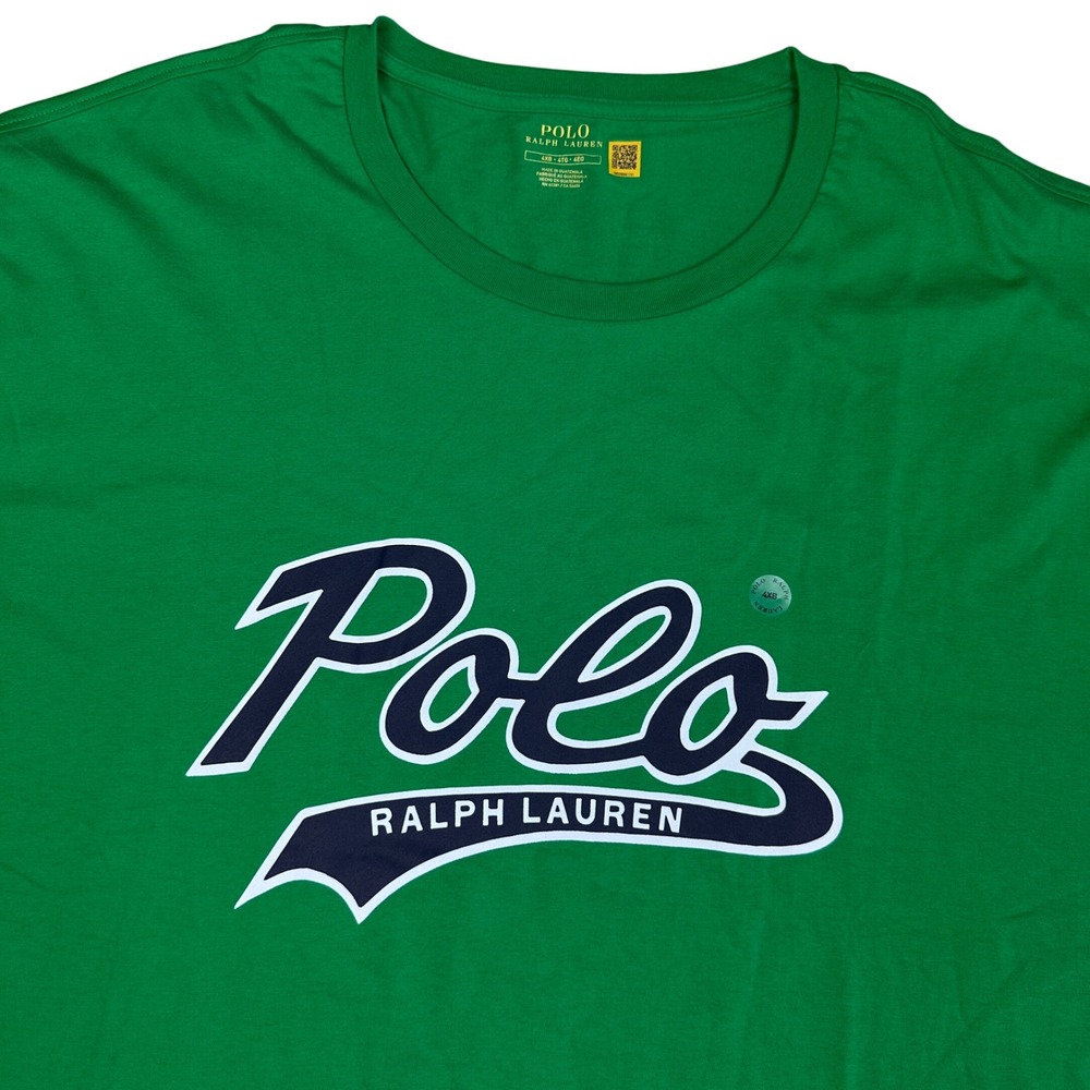 NEW Polo Ralph Lauren Mens 4XB Green Script Logo Graphic T-Shirt Short Sleeve